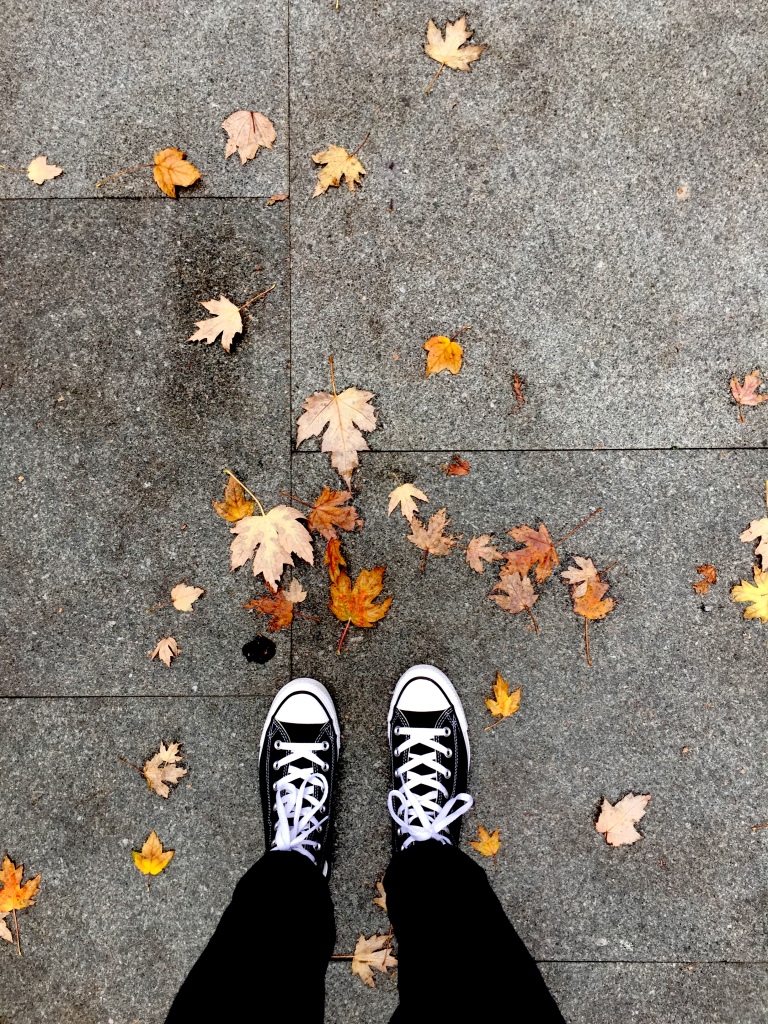 Fall leaves with shoes